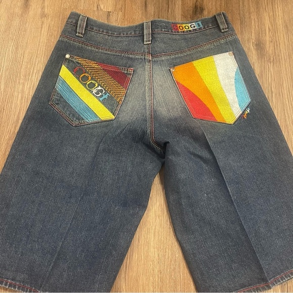 COOGI Y2K Embroidered Mens Denim Shorts Size 38x 16 Baggy Streetwear